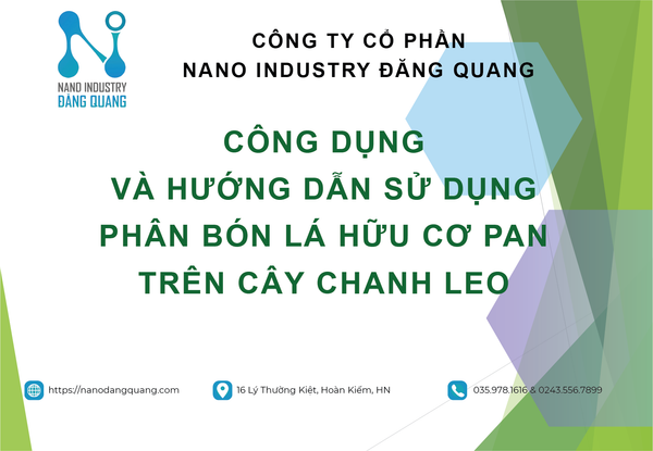 HƯỚNG DẪN SỬ DỤNG PHÂN BÓN LÁ HỮU CƠ PAN TRÊN CÂY CHANH LEO