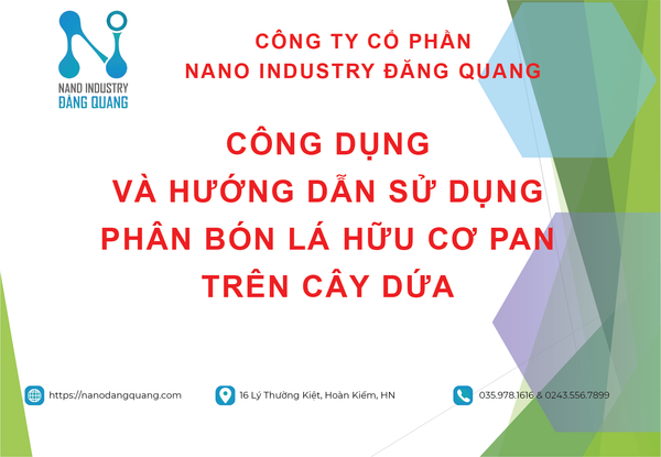 HƯỚNG DẪN SỬ DỤNG PHÂN BÓN LÁ HỮU CƠ PAN TRÊN CÂY DỨA
