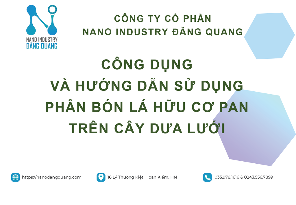HƯỚNG DẪN SỬ DỤNG PHÂN BÓN LÁ HỮU CƠ PAN TRÊN CÂY DƯA LƯỚI