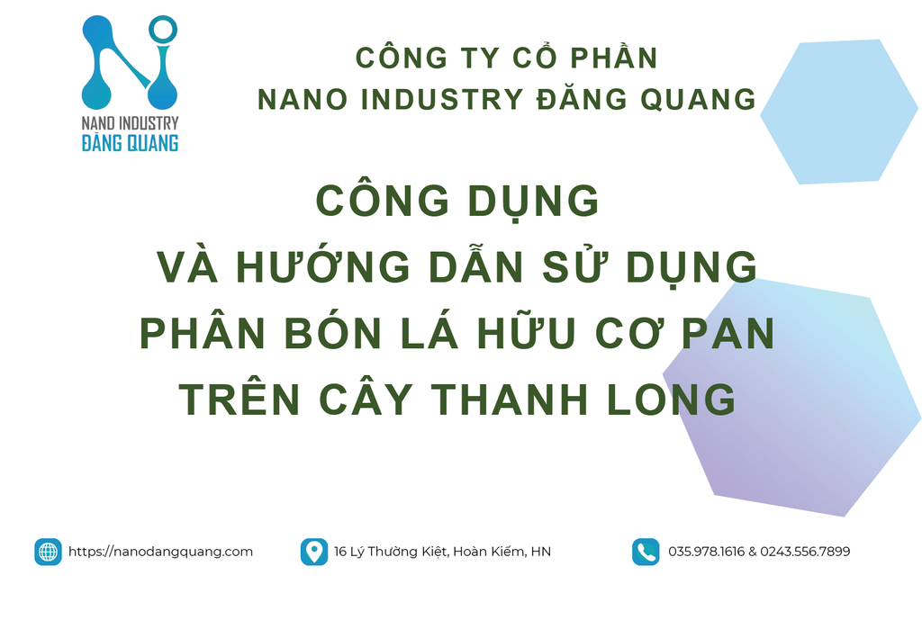 HƯỚNG DẪN SỬ DỤNG PHÂN BÓN LÁ HỮU CƠ PAN TRÊN CÂY THANH LONG