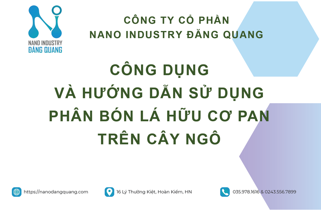 HƯỚNG DẪN SỬ DỤNG PHÂN BÓN LÁ HỮU CƠ PAN TRÊN CÂY NGÔ