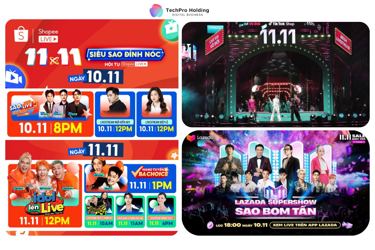 Cuộc đua giữa các sàn TMĐT ngày 11/11: Từ phòng livestream khổng lồ của TikTok Shop đến chiến lược AI của Lazada