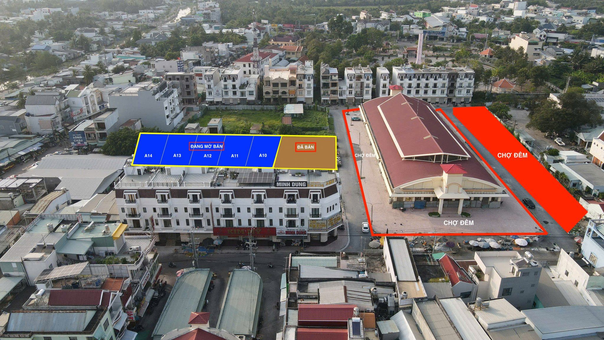 Phần màu đỏ là khu vực dự kiến triển khai chợ đem