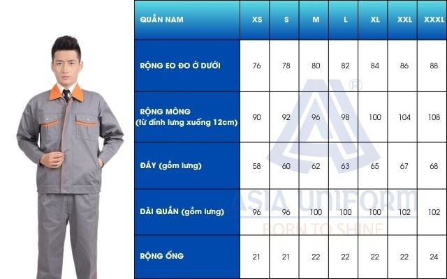 Size áo vest đồng phục bảo hộ lao động