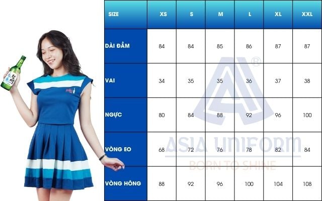 Size áo vest đồng phục PG tiếp thị sự kiện