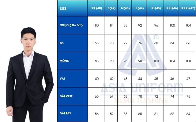 Size áo vest đồng phục
