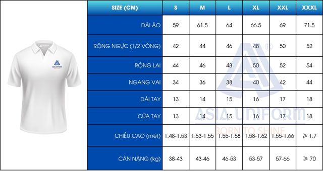 đồng phục size áo thun nữ