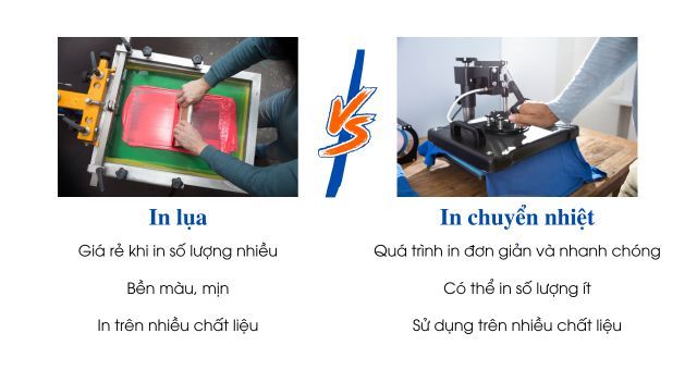 so sánh In lụa áo thun đồng phục