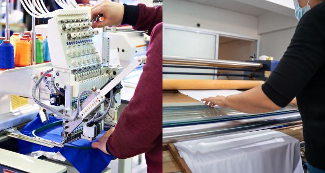 máy thêu áo và  in áo quần đồng phục