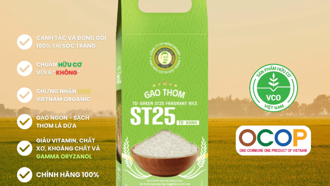 GẠO THƠM ST25 TD-XANH - Hạt dài, thơm lá dứa