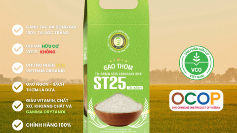 GẠO THƠM ST25 TD-XANH - Hạt dài, thơm lá dứa