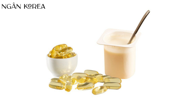 vitamin E trộn với sữa chua