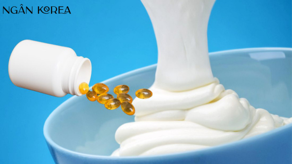 vitamin E trộn với sữa chua
