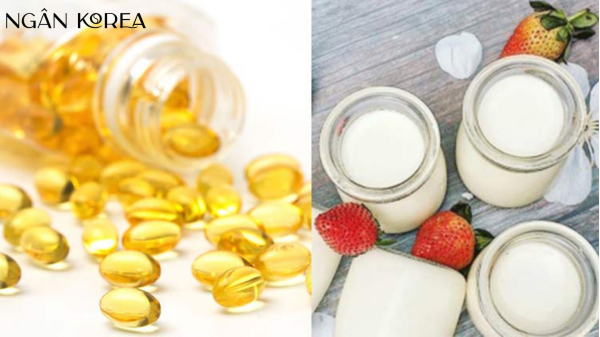 vitamin E trộn với sữa chua