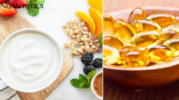 vitamin E trộn với sữa chua
