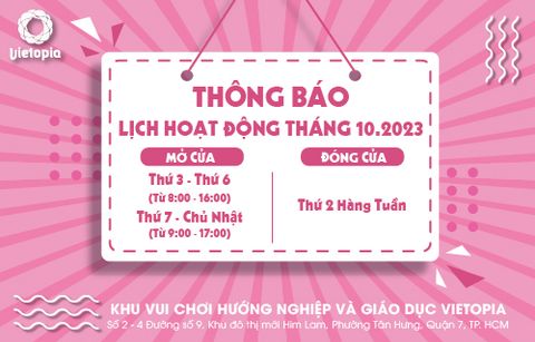 GIỜ MỞ CỬA THÁNG 10.2023