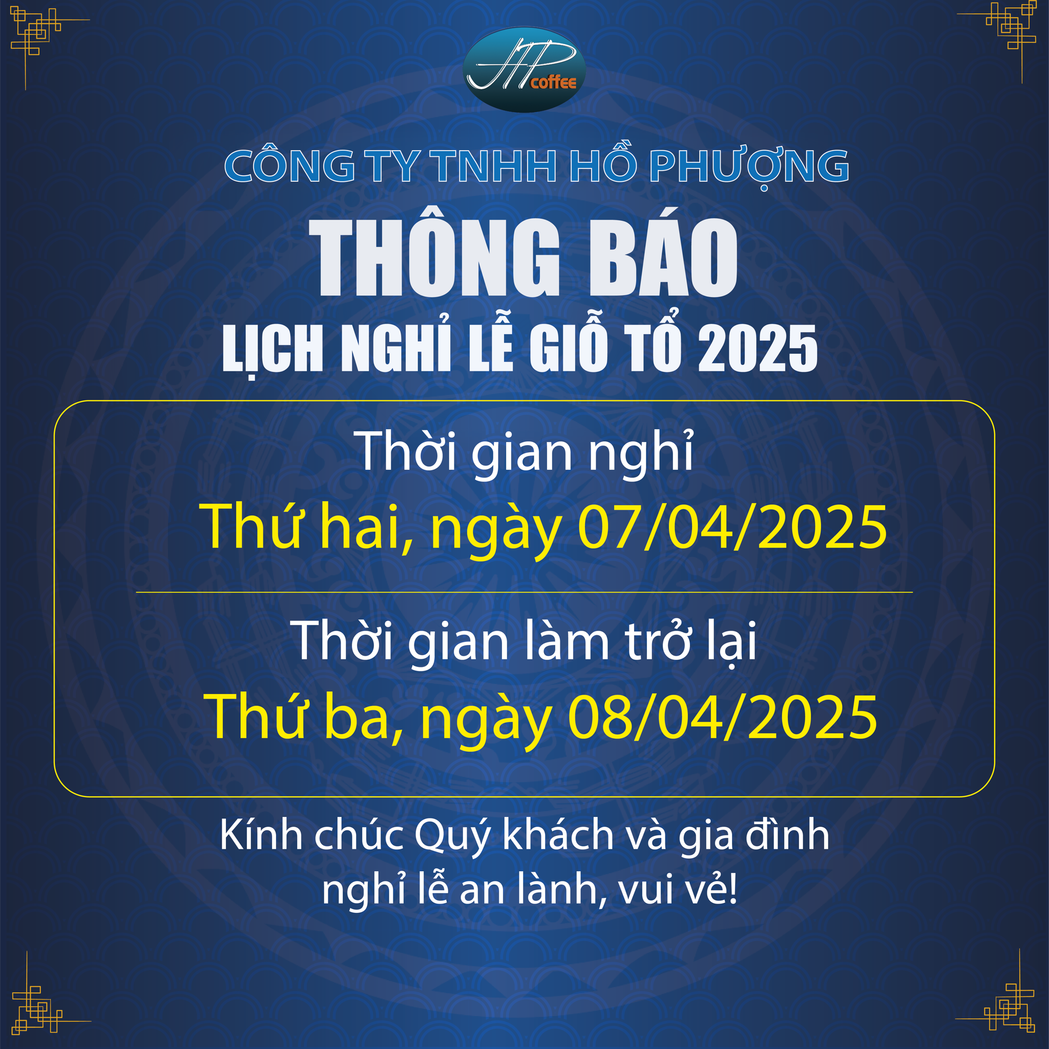 THÔNG BÁO LỊCH NGHỈ LỄ GIỖ TỔ HÙNG VƯƠNG