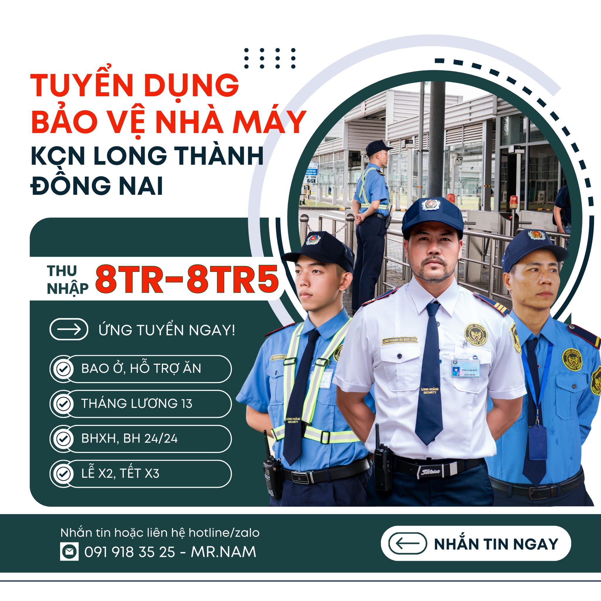 Tuyển Gấp Nhân Viên Bảo Vệ Nhà Máy (KCN Long Thành – Đồng Nai)