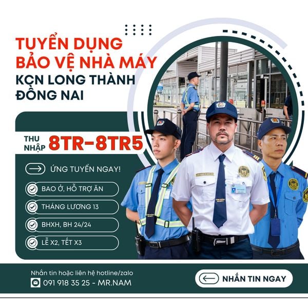 Tuyển Gấp Nhân Viên Bảo Vệ Nhà Máy (KCN Long Thành – Đồng Nai)