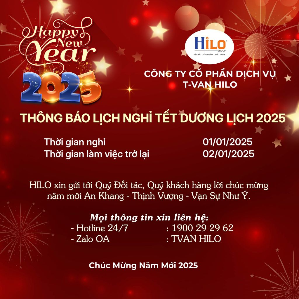Hilo Invoice thông báo Lịch nghỉ Tết Dương Lịch 2025