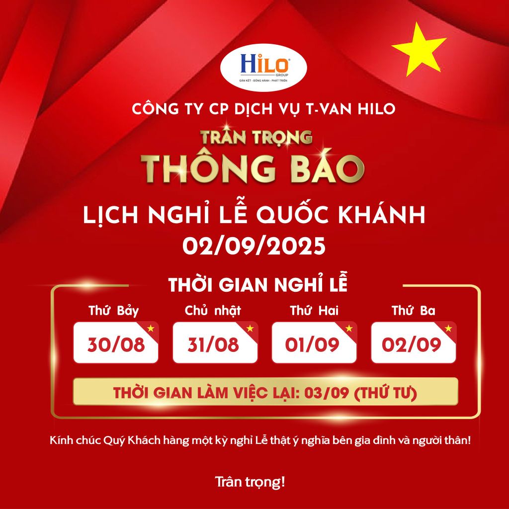 Hilo thông báo lịch nghĩ Lễ Quốc Khánh 2/9/2025