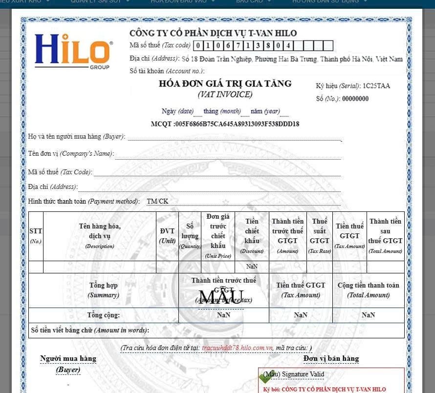 Mẫu hóa đơn họa tiết nền trống đồng được nhiều khách hàng lựa chọn sử dụng