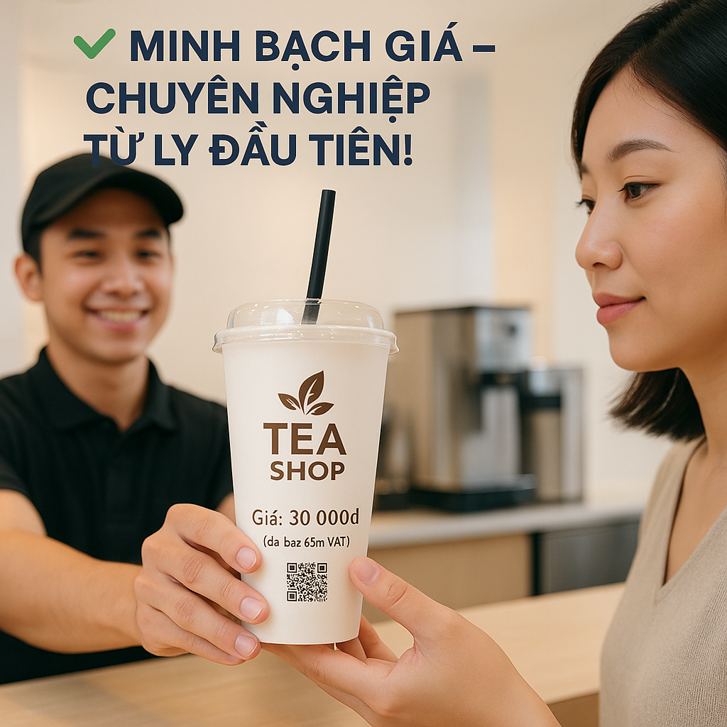 Tại sao nên in sẵn giá bán hoặc VAT trên ly giấy trà sữa?