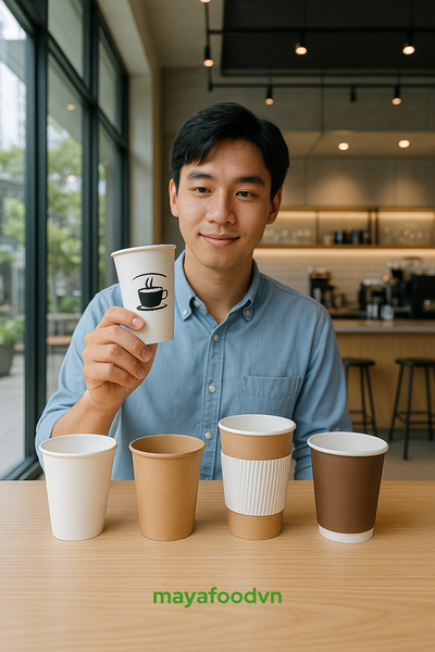 Các loại ly giấy phổ biến tại TP.HCM: trắng 1 lớp, kraft, 2 lớp, PE kép