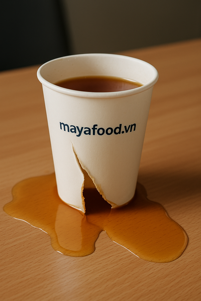 cốc giấy đựng đồ nóng bị rách gây nguy hiểm cho người dùng