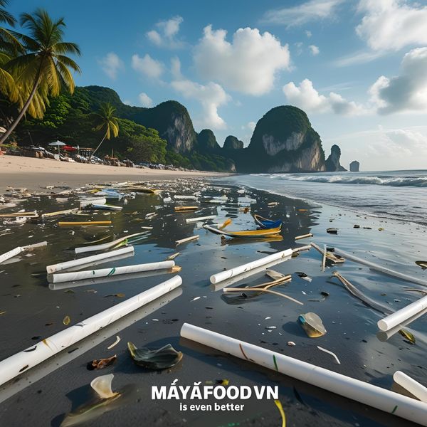 Ống hút nhựa trôi ra biển Bắc Bộ gây ô nhiễm và ảnh hưởng du lịch.