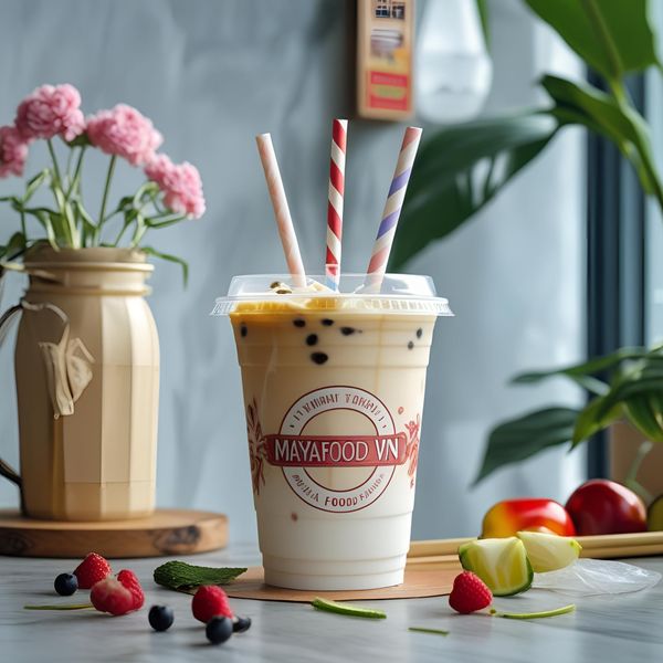 Ống hút màu giúp làm nổi bật ly đồ uống và tạo cảm giác trẻ trung cho quán trà sữa.