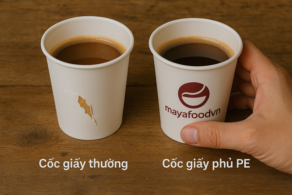 So sánh cốc giấy đựng nước nóng có và không có lớp phủ PE chống thấm