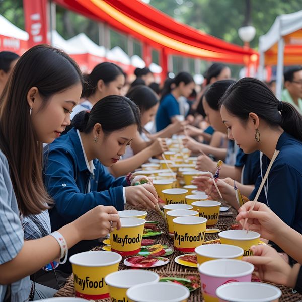 Lễ hội ngoài trời Hà Nội sử dụng cốc giấy tiện lợi cho khách tham gia