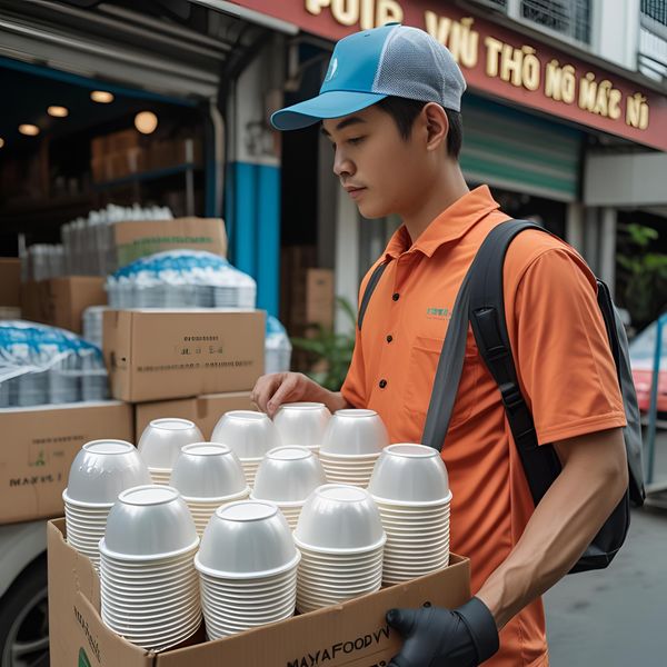 Mayafoodvn giao cốc nhựa cho quán cà phê Hà Nội