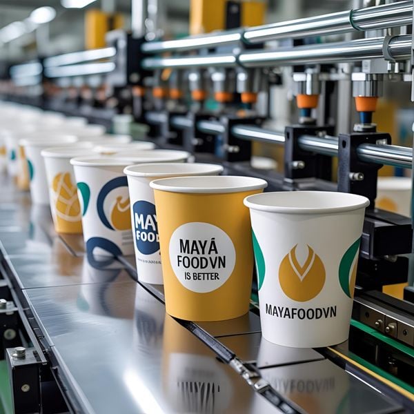 sản xuất ly giấy in 2 logo bằng công nghệ offset