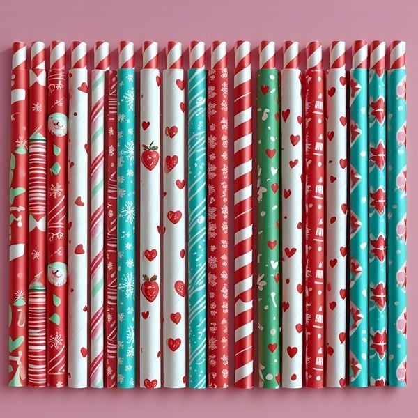 Ống hút giấy hoa văn theo mùa lễ hội làm đẹp ly đồ uống và bắt trend.