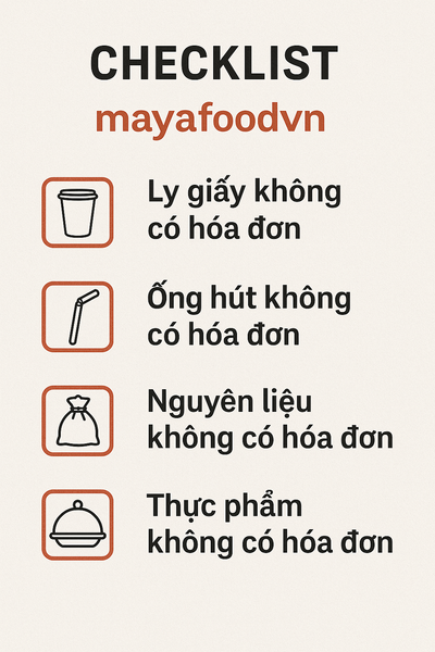 Checklist chi phí bị loại khi không có hóa đơn trong ngành F&B
