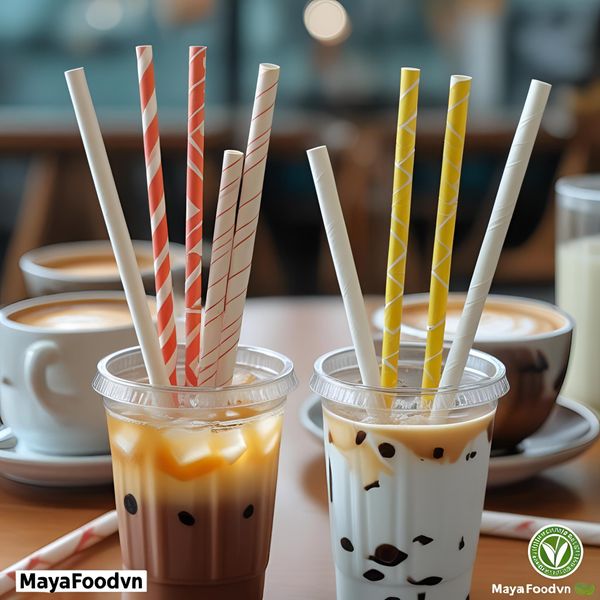 “Ống hút giấy in logo Mayafoodvn – không nhòe màu, bền đẹp khi sử dụng tại Hà Nội”