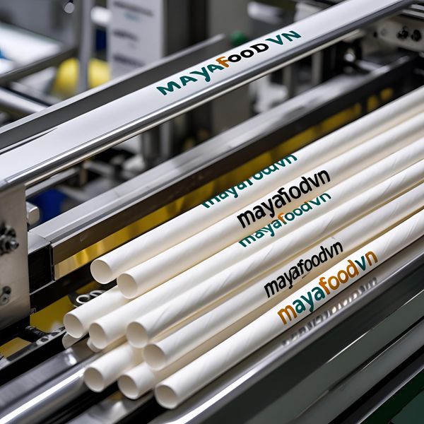 quy trình in logo sắc nét trên ống hút giấy Mayafoodvn
