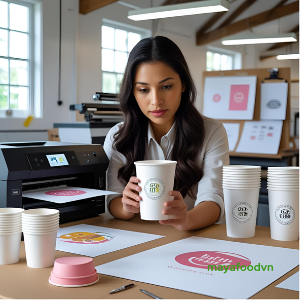 Kiểm tra ly giấy in logo tại nhà in TP.HCM trước khi in số lượng lớn