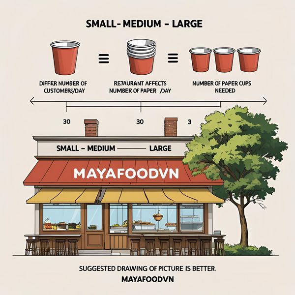 quy mô quán ảnh hưởng số lượng cốc giấy cần in
