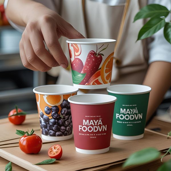 xưởng in cốc giấy sự kiện miền Bắc MAYAFOODVN uy tín