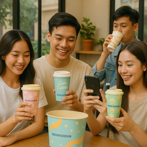 Ứng dụng xu hướng in cốc giấy tại Hà Nội năm 2025 trong kinh doanh F&B