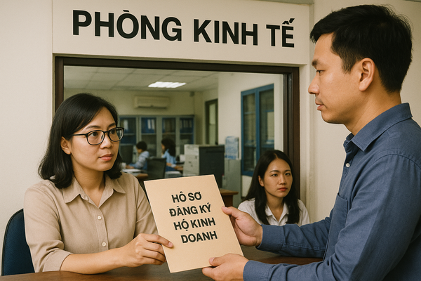 Người dân nộp hồ sơ đăng ký hộ kinh doanh tại Phòng Kinh tế cấp quận/huyện