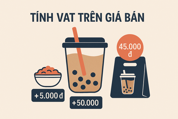 Combo trà sữa kèm topping được tính thuế VAT 10% đầy đủ