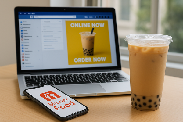 Bán trà sữa online qua ShopeeFood, Grab và Facebook chuyển khoản thường xuyên