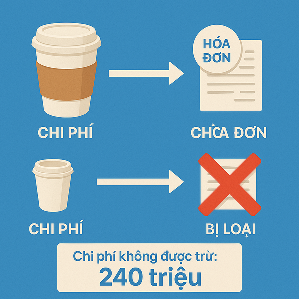“Chi phí → có hóa đơn → được trừ” vs. “Chi phí → không hóa đơn → bị loại”.