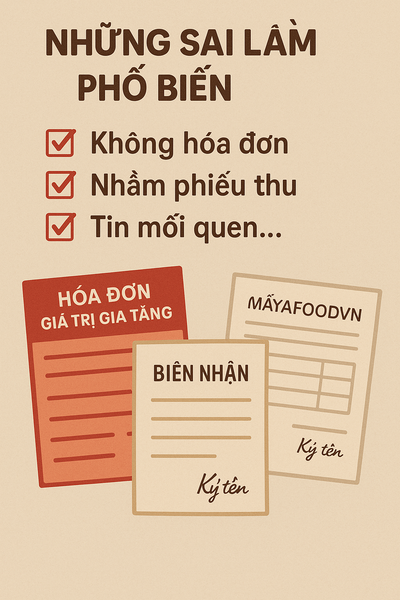 Ảnh minh họa sự khác nhau giữa hóa đơn đỏ, biên nhận tay, giấy giao hàng.