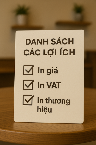 Danh sách các lợi ích khi in sẵn giá bán và VAT lên ly trà sữa.