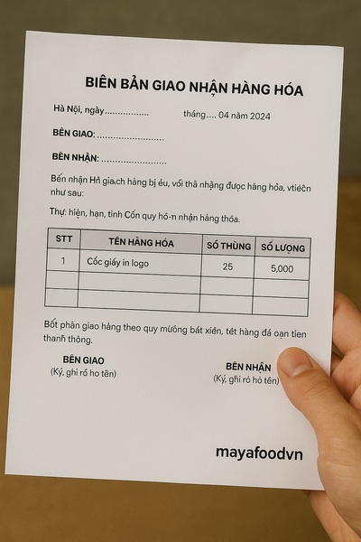 Biên bản giao nhận giúp kiểm soát số lượng cốc giấy rõ ràng và minh bạch